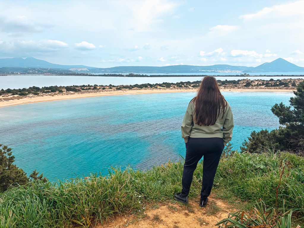 View over Voidokilia Beach and Gialova Lagoon from Old Navarino Castle