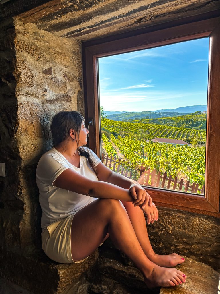 Vineyard view from Casa do Poço during our stay in the Douro Valley without a car
