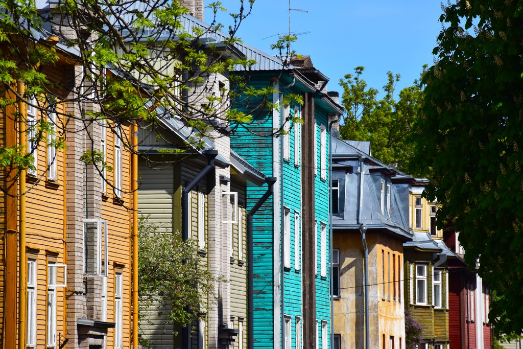 Colourful wooden houses in Kalamaja, Tallinn