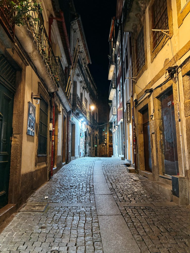 Steep cobbled street in Porto, an important detail when deciding where to stay in Porto