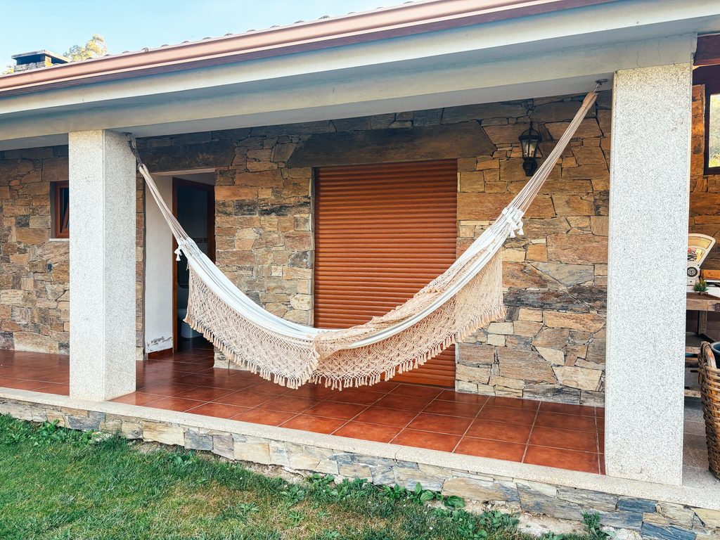 Hammock outside our rural quinta, a Douro Valley accommodation option among the vineyards