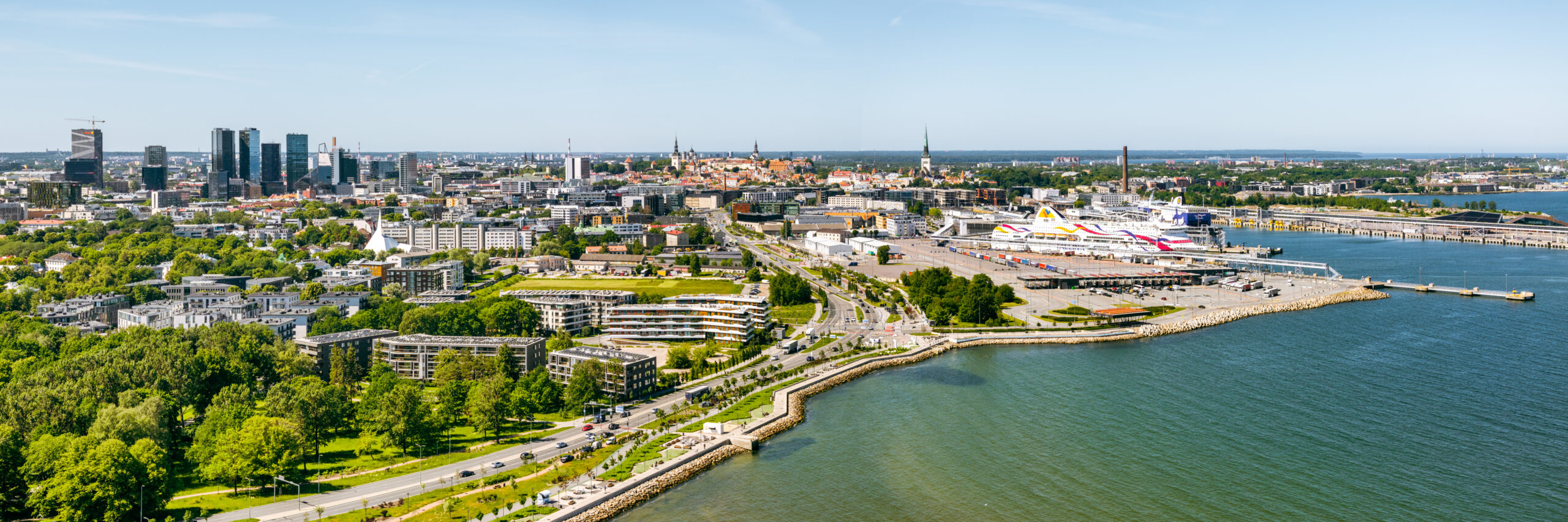 Panoramic view of Tallinn with the Old Town, city centre and seafront
